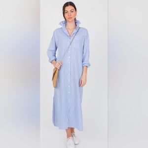 Old Navy Blue and White Striped Button-Up Shirt Dress
